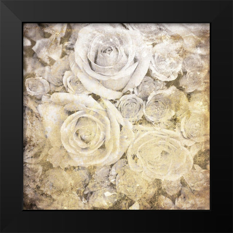 Soft White Yellow Roses Black Modern Wood Framed Art Print by Villa, Mlli