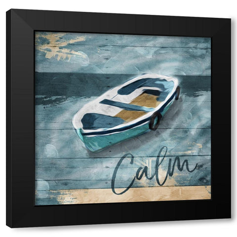 Calm Boat Black Modern Wood Framed Art Print with Double Matting by Villa, Mlli