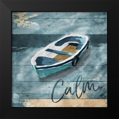 Calm Boat Black Modern Wood Framed Art Print by Villa, Mlli