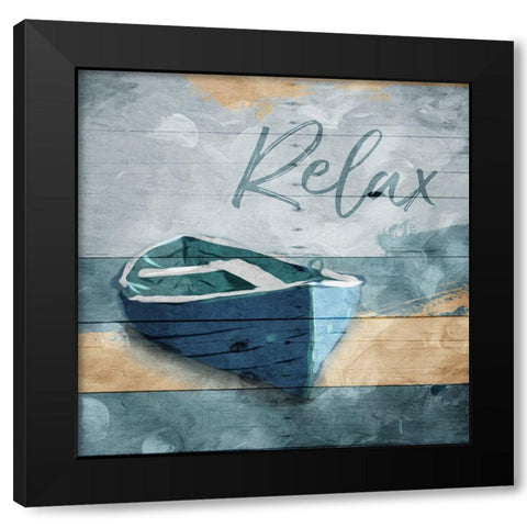 Relax Boat Black Modern Wood Framed Art Print with Double Matting by Villa, Mlli