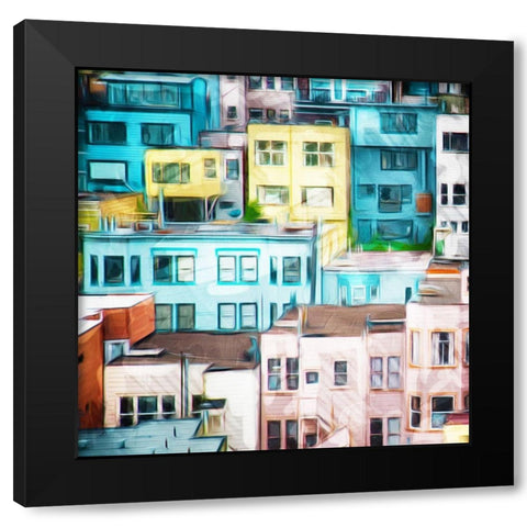 Looking At A Colorful City Black Modern Wood Framed Art Print with Double Matting by Villa, Mlli