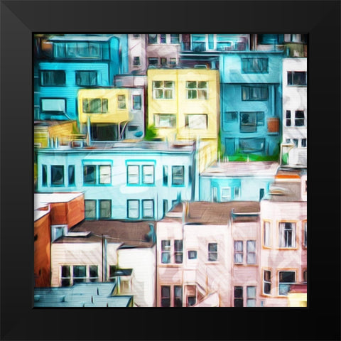 Looking At A Colorful City Black Modern Wood Framed Art Print by Villa, Mlli