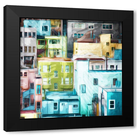 Looking At A Colorful City Mate Black Modern Wood Framed Art Print with Double Matting by Villa, Mlli
