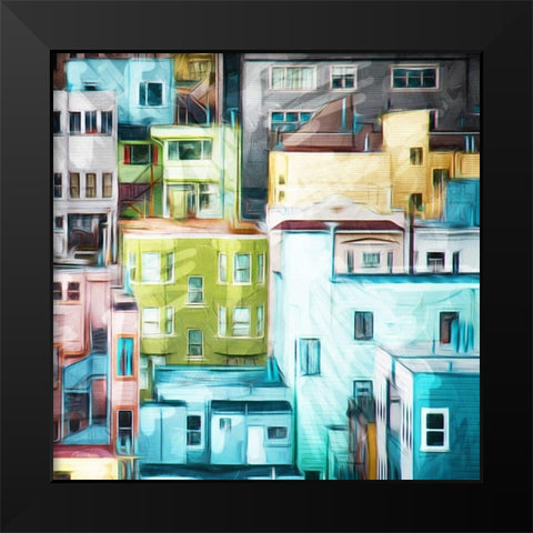 Looking At A Colorful City Mate Black Modern Wood Framed Art Print by Villa, Mlli