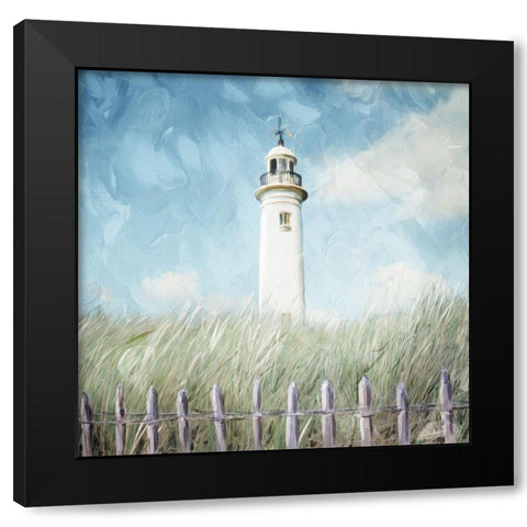 Light House On The Hill Black Modern Wood Framed Art Print with Double Matting by Villa, Mlli