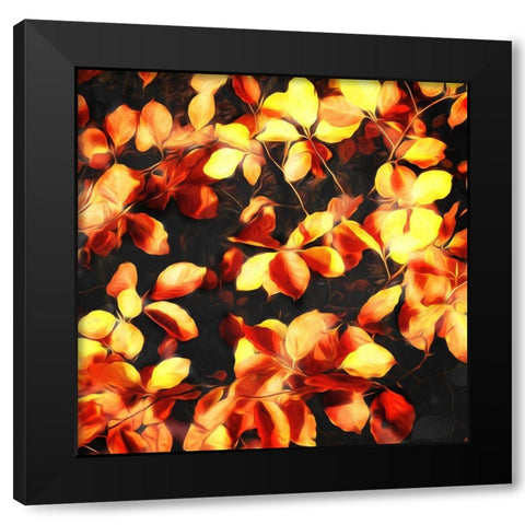 Bunch Of Leaves Black Modern Wood Framed Art Print by Villa, Mlli