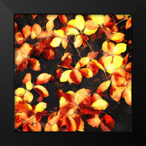 Bunch Of Leaves Black Modern Wood Framed Art Print by Villa, Mlli