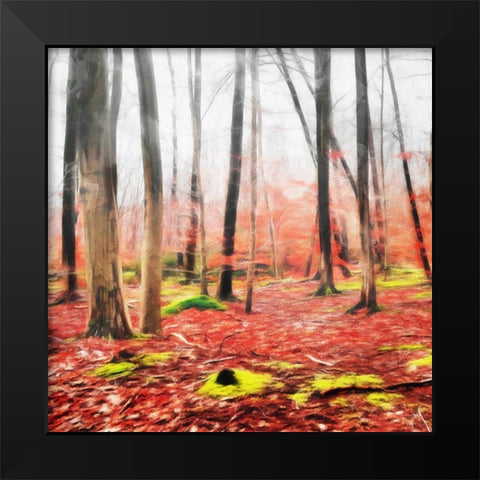 Fall Leaves Black Modern Wood Framed Art Print by Villa, Mlli