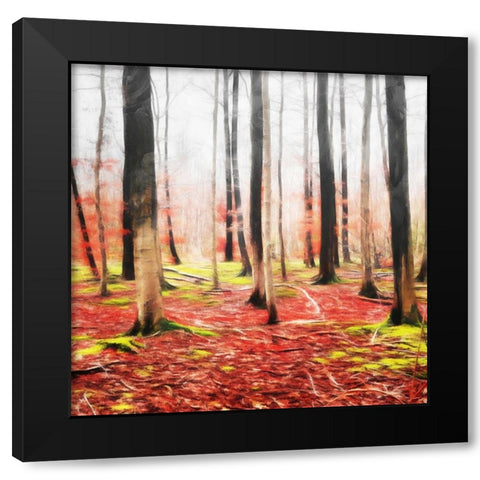 Fall Leaves Mate Black Modern Wood Framed Art Print by Villa, Mlli
