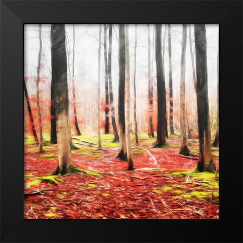 Fall Leaves Mate Black Modern Wood Framed Art Print by Villa, Mlli