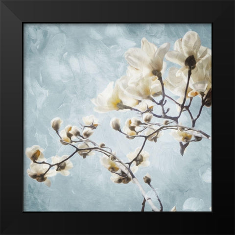 Tree Of White Flowers Black Modern Wood Framed Art Print by Villa, Mlli