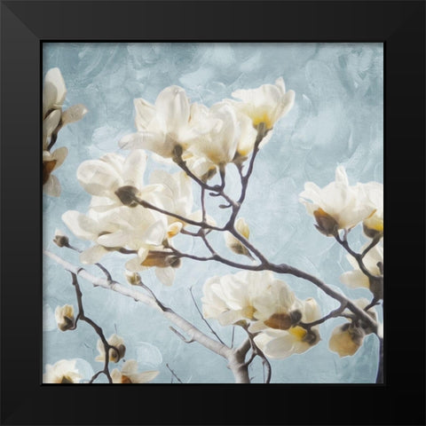 Tree Of White Flowers Mate Black Modern Wood Framed Art Print by Villa, Mlli