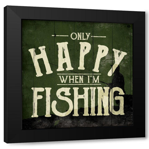 Happy Fishing Black Modern Wood Framed Art Print with Double Matting by Villa, Mlli