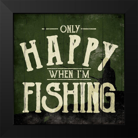Happy Fishing Black Modern Wood Framed Art Print by Villa, Mlli