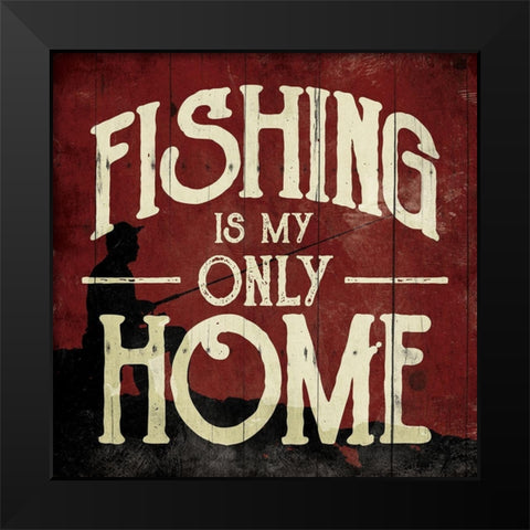 Fishing Home Black Modern Wood Framed Art Print by Villa, Mlli