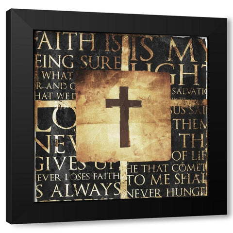 Quote Border Cross Gold Distressless Black Modern Wood Framed Art Print with Double Matting by Villa, Mlli