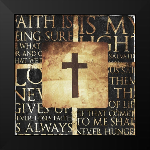 Quote Border Cross Gold Distressless Black Modern Wood Framed Art Print by Villa, Mlli