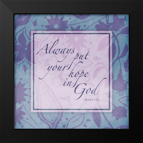 Purple Blue Religious Garden Black Modern Wood Framed Art Print by Villa, Mlli