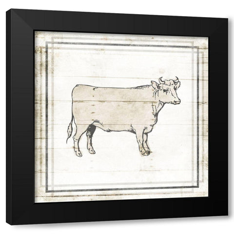 Modern Cow Black Modern Wood Framed Art Print with Double Matting by Villa, Mlli
