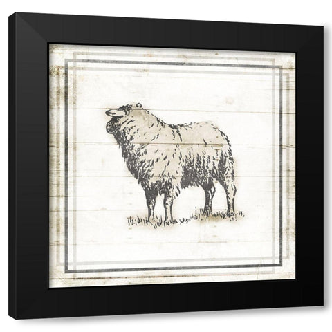 Modern Sheep Black Modern Wood Framed Art Print with Double Matting by Villa, Mlli
