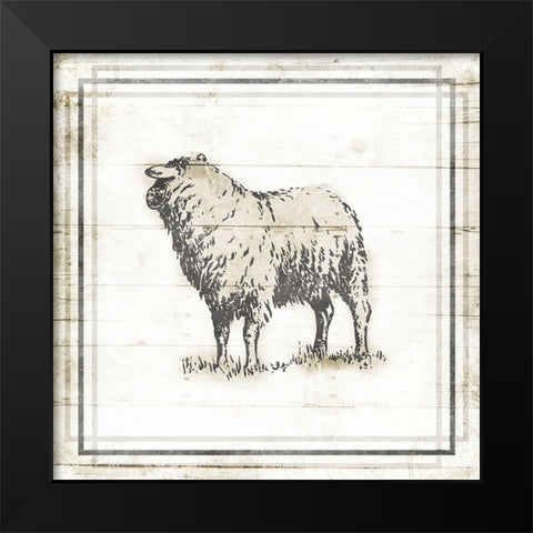 Modern Sheep Black Modern Wood Framed Art Print by Villa, Mlli