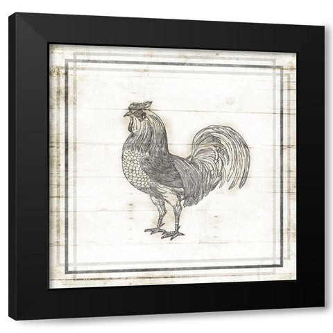 Modern Rooster Black Modern Wood Framed Art Print by Villa, Mlli