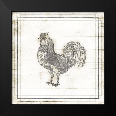 Modern Rooster Black Modern Wood Framed Art Print by Villa, Mlli