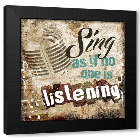 Sing Black Modern Wood Framed Art Print by Villa, Mlli