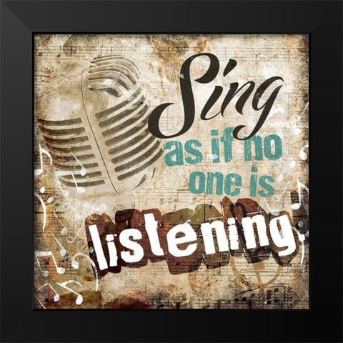 Sing Black Modern Wood Framed Art Print by Villa, Mlli