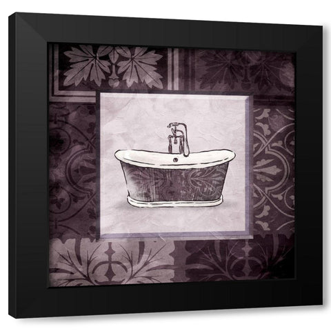 Purple Bath Black Modern Wood Framed Art Print with Double Matting by Villa, Mlli