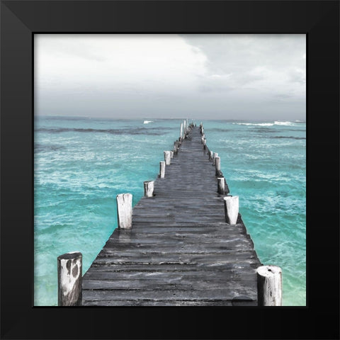 Centered Dock At Sea Black Modern Wood Framed Art Print by Villa, Milli