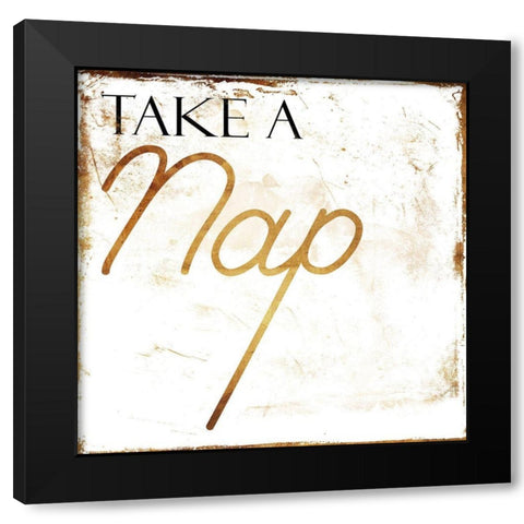 Take A Nap Black Modern Wood Framed Art Print by Villa, Mlli