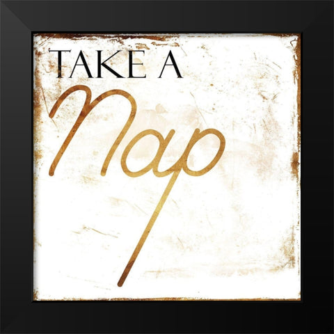 Take A Nap Black Modern Wood Framed Art Print by Villa, Mlli