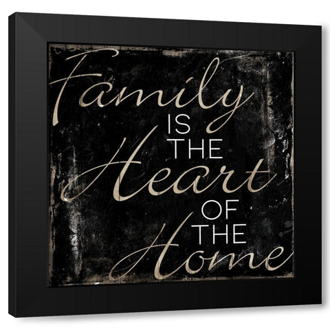 Family Heart Home Black Modern Wood Framed Art Print with Double Matting by Villa, Mlli