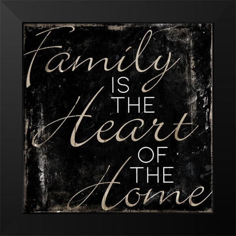 Family Heart Home Black Modern Wood Framed Art Print by Villa, Mlli