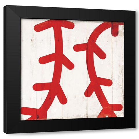 Kids Sports Baseball Black Modern Wood Framed Art Print by Villa, Mlli