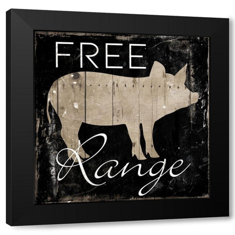 Free Range Pig Black Modern Wood Framed Art Print with Double Matting by Villa, Mlli