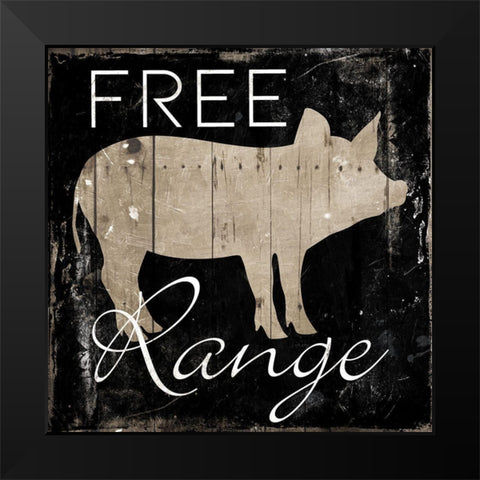 Free Range Pig Black Modern Wood Framed Art Print by Villa, Mlli