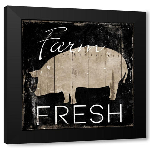 Farm Fresh Pig Black Modern Wood Framed Art Print with Double Matting by Villa, Mlli