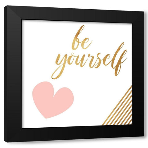 Be Yourself Heart Black Modern Wood Framed Art Print with Double Matting by Villa, Mlli