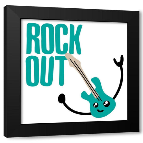 Rock Out Black Modern Wood Framed Art Print with Double Matting by Villa, Mlli