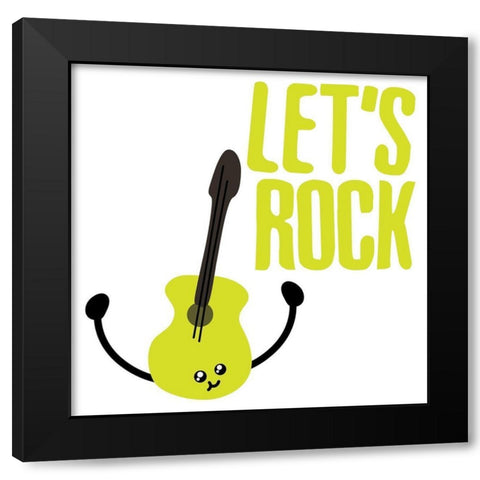 Lets Rock Black Modern Wood Framed Art Print by Villa, Mlli