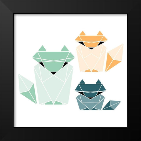 Geometric Foxes Black Modern Wood Framed Art Print by Villa, Mlli