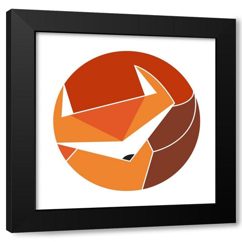 Circular Geo Fox Black Modern Wood Framed Art Print by Villa, Mlli