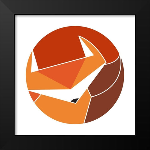 Circular Geo Fox Black Modern Wood Framed Art Print by Villa, Mlli