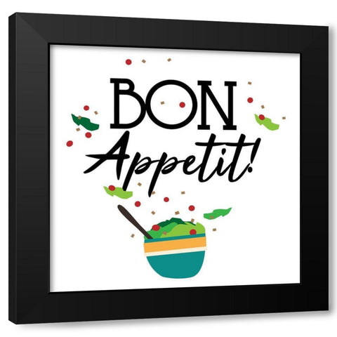 Bon Appetit Black Modern Wood Framed Art Print by Villa, Mlli