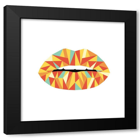 Geo Lips Black Modern Wood Framed Art Print by Villa, Mlli