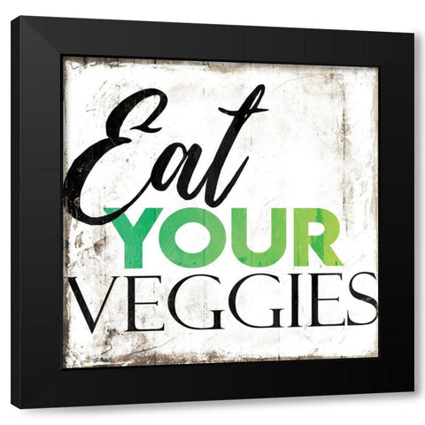 Eat Your Veggies Black Modern Wood Framed Art Print with Double Matting by Villa, Mlli