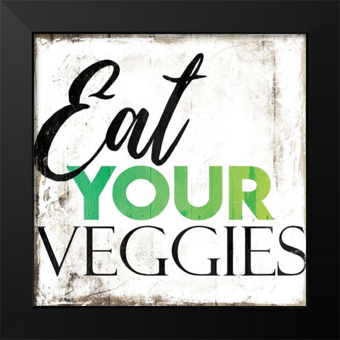 Eat Your Veggies Black Modern Wood Framed Art Print by Villa, Mlli