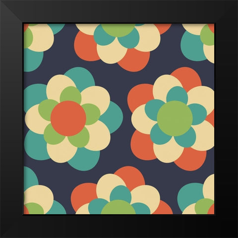 Flower Power Black Modern Wood Framed Art Print by Villa, Mlli